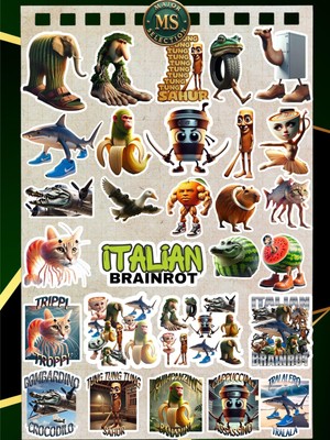 Odea Italian Brainrot Sticker Seti – 28 Parça | Tralalero Tralala, Bombardiro Crocodilo, Boneca Ambalabu | Komik Karakter Çıkartmalar – 3-5 cm Suya Dayanıklı