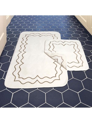 Odea Helena 2'li Nakışlı (60 x 100CM) Banyo Paspas Seti Vizon