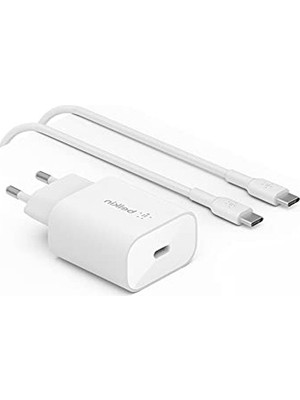 Odea Belkin Boostcharge Pps ile 25W Duvar Şarj Cihazı (Usb-C Güç Dağıtımı, Iphone, Samsung, Galaxy Tab, iPad Vb. Için Hızlı Şarj, Usb-C - Usb-C Kablosu Dahil)
