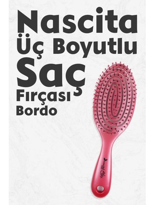 Odea Nascita Professional Üç Boyutlu Oval Saç Fırçası Bordo