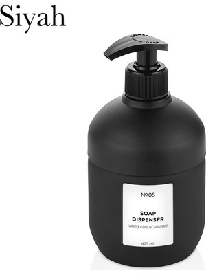 Odea Sıvı Sabunluk Cam Siyah Sıvı Sabunluk Banyo Mutfak Sıvı Sabun Losyon Şişesi 425 ml Siyah