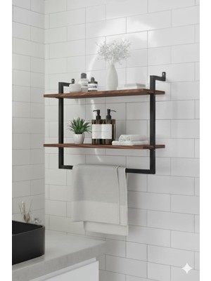 Odea 2'li Duvara Monte Banyo Rafları (Ceviz)