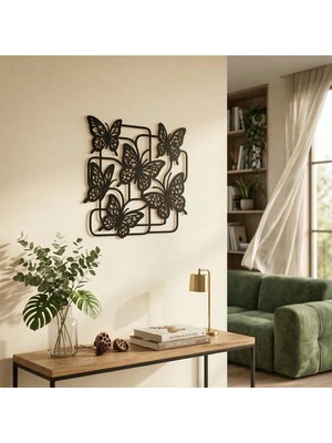 Vintessy Modern Kelebek Duvar Tablosu Mdf Lazer Kesim Çoklu Kelebek Figürlü Duvar Süsü Dekor