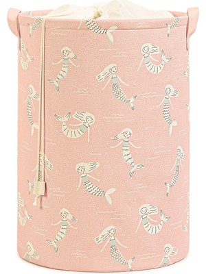 Odea Ocean Home Textile Çocuk Odası Ağzı Büzgülü Deniz Kızı Oyuncak Sepeti 36 x 48 cm