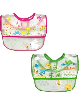 Odea Yorni Iplay Su Geçirmez Bebek Mama Önlüğü, 6-18 Ay, Eva Kumaş, Cepli ve Cırtlı, 2'li Set, Pembe ve Yeşil