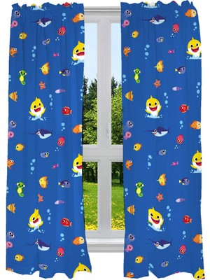 Odea Franco Çocuk Odası Pencere Perdesi Perde Seti, 208 cm x 160 Cm, Bebek Köpekbalığı