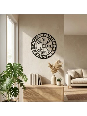 Vintessy Viking Pusulası Vegvisir Duvar Tablosu Mdf Lazer Kesim Nordik Duvar Süsü Modern Dekor