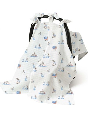 Odea Deux Lapıns% 100 Pamuk Müslin Puset Örtüsü - Bébé Lapin PUSET1018