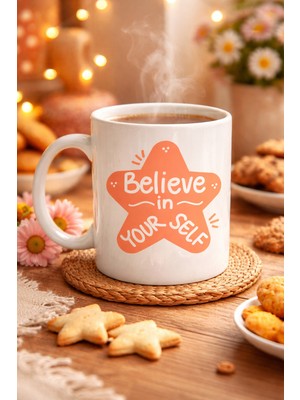 Vintessy Believe In Yourself Porselen Kupa Model 127 – Motivasyon Mesajlı, Kahve & Çay Kupası, Sevdikler