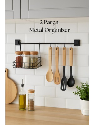 Vintessy 2 Parça Metal Askılı Mutfak Organizeri & Mutfak Rafı & Sepet