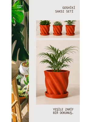 Odea Goshiki Lotus Dalga Mini Saksı 3'lü Set – 8x8 cm Altlıklı