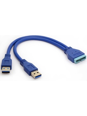 Odea Lunatic 4647 USB 3.0 Y Kablo 19PIN Anakart Dönüştürücü Port Çoklu Anakart Üzerindeki 19/20 Pinli USB 3.0 Bağlantı Noktasını Iki Adet Standart USB 3.0 Tip-A Erkek Çıkışına Dönüştürerek Yüksek Hızlı Ver