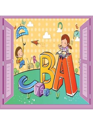 Odea Çocuk Odası Bebek Odası Pencere Poster Duvar Kağıdı Abc
