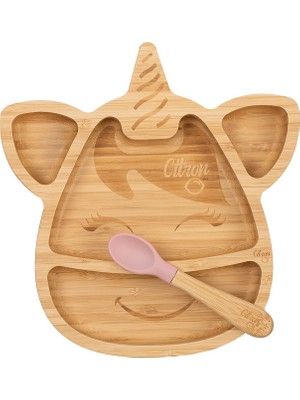 Odea Citron Bölmeli Organik Bambu Çocuk Yemek Takımı - Unicorn 1073551