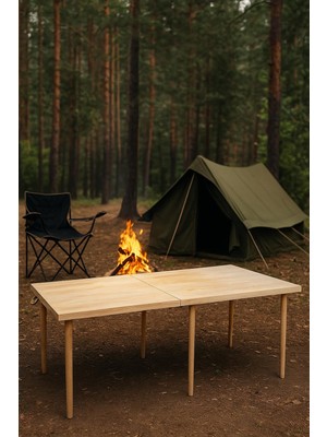 Odea Pratikoutdoor Katlanır Kamp, Piknik ve Bahçe Masası 70X150 cm - Ham Naturel Renk