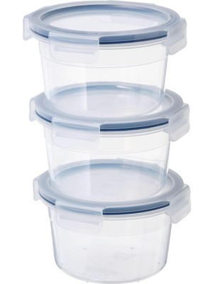 Odea Plastik Saklama Kabı Seti, Şeffaf, 750 Ml, Yuvarlak, 3 Parça