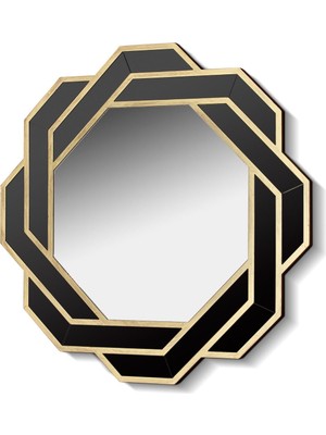 Odea Setabianca Seta Wall-Art 017 Black Gold Duvar Aynası 75 * 75 * 2 cm