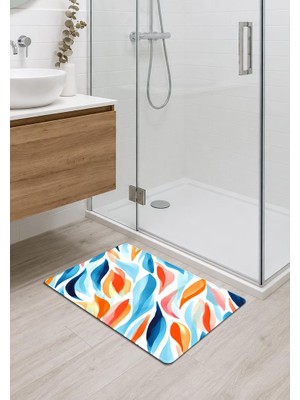 Odea Modern Soyut Desen Banyo Mutfak Oda Balkon Paspası 40X70CM Kaymaz Taban Dikişli Kenar