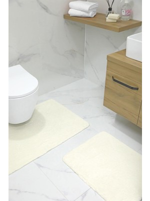 Odea Favora Puffy 2li Kaydırmaz Banyo Paspası - Krem