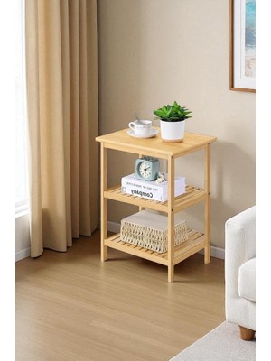 Odea Digithome Bambu 3 Raflı Komodin Yan Sehpa Şifonyer Düzenleyici Orta Sehpa DB-0024