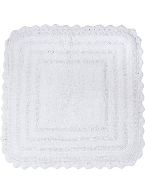 Odea Dıı Crochet Collection Çift Taraflı Banyo Paspası, Kare, 24X24, Beyaz