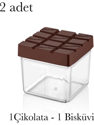 Odea 2 Adet Bisküvi & Çikolata Saklama Kabı Gıda Saklama Kabı Bpa Içermez Mika (Sert Plastik)