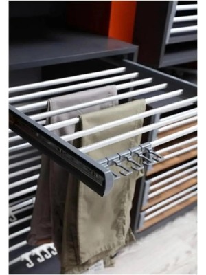 Odea Teleskopik Pantolonluk, Dolap Içi Raylı Pantolon Askısı, Renkli, Alüminyum, Derinlik 47 Cm,genişlik 45 Cm, Modern, Kolay Montaj, Üst Rafa Montaj Olur