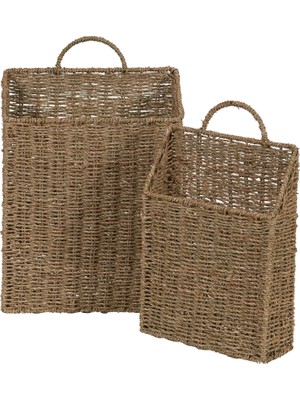 Odea Household Essentials ML-5613 Deniz Yosunundan Duvar Sepeti Seti, Kahverengi, 2 Parça
