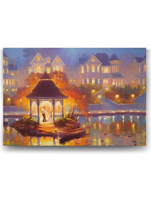 Odea Çardak Altında Işıklı Gece Tablosu - 45X30CM