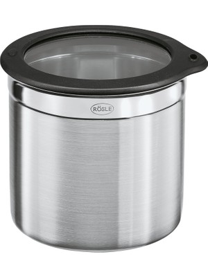 Odea Rösle Kapaklı Saklama Kutusu 16553-18/10 Paslanmaz Çelik, Çap 8 Cm, Yükseklik 6 Cm, Silikon Kenarlı Cam Kapak, Bulaşık Makinesinde Yıkanabilir