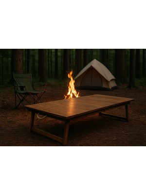 Odea Pratikoutdoor Katlanır Sabit Ayaklı Kamp, Piknik ve Bahçe Masası 70X150 cm - Ceviz Renk