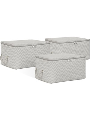 Odea Ocean Home Textile 3'lü Küçük Boy Gri Balıksırtı Hurç Set 30 x 22 x 18 cm