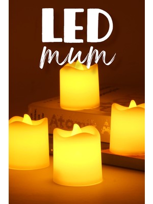 Odea Telvesse 4 Adet Mini LED Mum Seti Pilli Dumansız Alevli Ledli Dekoratif Yapay Mum Dekor Işığı (4 Adet (Mat Beyaz 4,5 Cm))