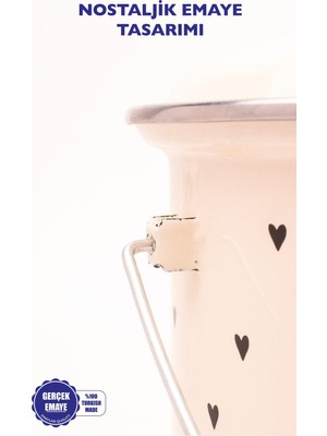 Odea Black Cupid Kalp Desenli Emaye Yoğurt/bakliyat Bakracı (20 Cm-3 Litre-Tüm Ocaklarla Uyumlu)