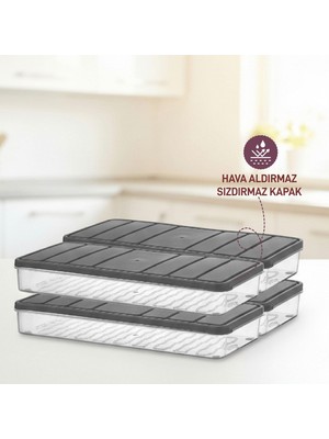 Odea 4 Adet 1 Lt. Nora Organizer Buzdolabı Buzluk Düzenleyici Saklama Kabı-Gri