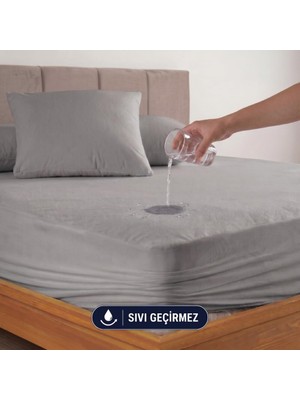 Odea Formeya Gri Sıvı Geçirmez Alez - Tek-Çift Kişilik - Mikrofiber Kumaş - Fitted (Yatağı Saran) - Yatak Koruyucu Çarşaf (180X200)