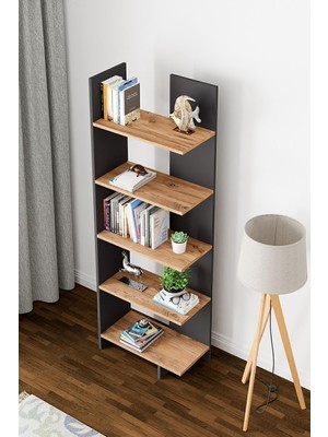 Odea Aura 5 Raflı Kitaplık, Köşe Kitaplık, Asimetrik
