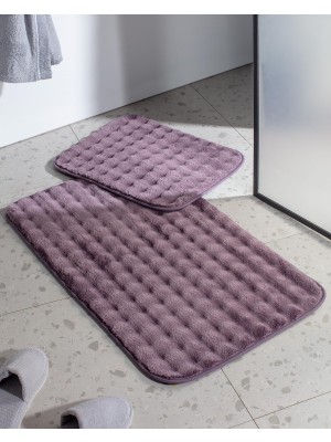Odea Madame Coco Reflet Bubble 2'li Banyo Paspası, Koyu Mürdüm, 60 x 100