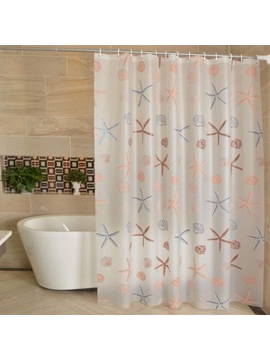 Odea Xspring Duş Perdesi, Peva Plastik Su Geçirmez Duş Perdesi, Metal Halkalı Ağır Hizmet Tipi Perde Astarı, Banyo Dekorasyonu Için, Küf ve Suya Dayanıklı, 180X200 cm (Deniz Yıldızı)