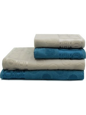 Odea Lunox Home Çift Renk Banyo Havlusu, 4'lü Paket 2 Parça (70X140),2 Parça (50X80) Yumuşak ve Emici, Kaliteli Günlük Kullanıma UYGUN%100 Pamuk Havlu(Indigo-Nohut)