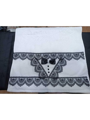 Odea Serdar Çeyiz Evi Ağır Güpür Lü Damat Havlusu Beyaz 50 x 90