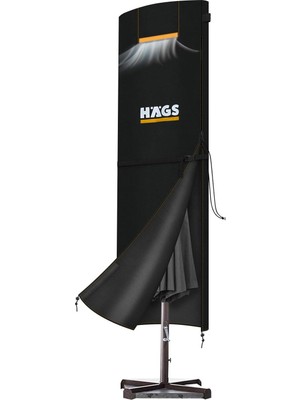 Odea Haegs Bahçe Şemsiye Kılıfı, Veranda Parasol Konsol Şemsiyesi Brandası, Koruma Örtüsü, Su Geçirmez, Hava Koşullarına Dayanıklı Bahçe Gölgelik Güneşlik Örtüsü (240-57/57 Cm) Siyah
