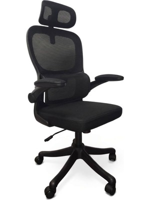 Odea Xandor XO100 File Kumaş Ergonomik Ofis Koltuğu Fonksiyonel Başlıklı Hareketli Kol Dayamalı Çalışma Sandalyesi - Siyah