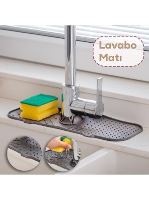 Odea Seahome 1 Adet Elastik Lavabo Matı Su Tutucu Düzenleyici Kaydırmaz Mutfak Tezgahı Koruma Banyo Matı Musluk Matı Antrasit Renk SEA154A
