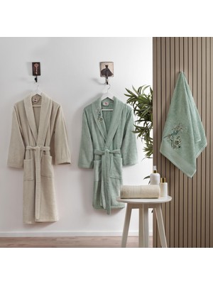 Odea Taç Spring Çiçek Desenli%60 Pamuk -%40 Bambu Aile Seti, Yeşil, M-L