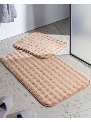 Odea Madame Coco Reflet Bubble 2'li Banyo Paspası, Bej, 60 x 100