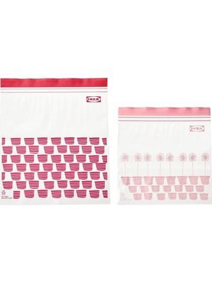 Odea Kilitlenebilir Buzdolabı Poşeti, Kırmızı-Pembe, 2,5 Lt ve 1,2 Lt, 50 Adet