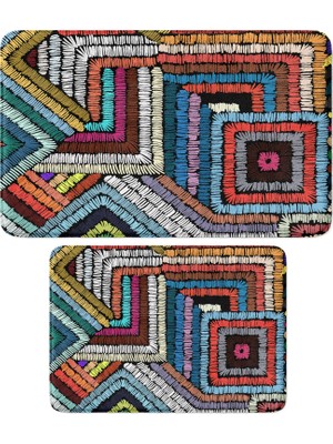 Odea Sevimli Tasarımlı Mikrofiber 2'li Takım Banyo Paspası, Kaymaz Taban, Makinede Yıkanabilir (40X60_50X80) 243_TKMBP