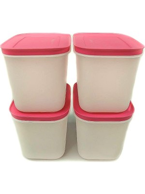Odea Tupperware Dondurucu Kabı 1,1 L Beyaz-Pembe (4) Kap Buz Kristali Buz Kristali