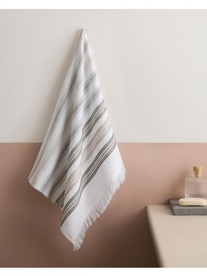 Odea Guamod Pamuklu Yüz Havlusu - Beyaz/gri - 50X80 cm